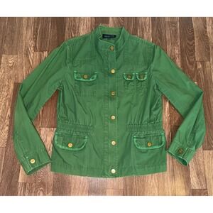 JONES NEW YORK SIGNATURE Green Utility Jacket Gold Buttons Women L